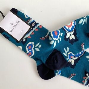 Vera Bradley Women's Crew Socks Teal Haymarket Paisley Jewel Size 5-10 US